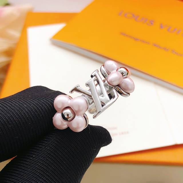 No. Ljz0049 Lv*Latest pink flower ring consistent Zp brass material DDD