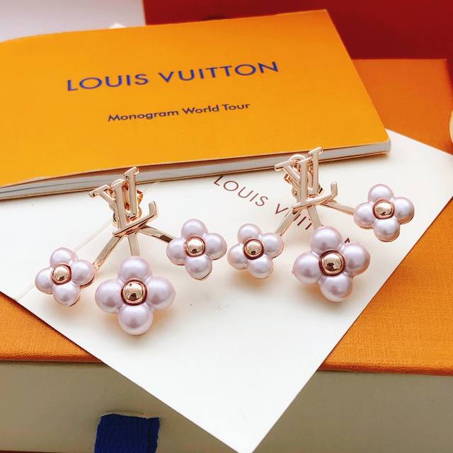 No.Led0376 Lv*Latest rose gold pink flower earrings consistent Zp brass material