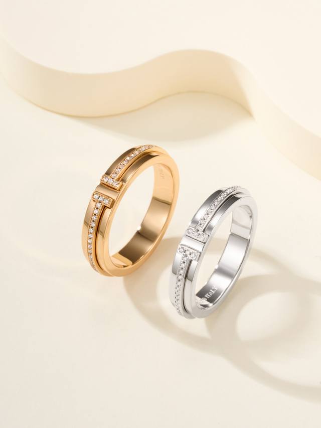 Narrow 4.5mm T-shaped diamond ring, size 5678, DDD. The latest T-shaped ring wit