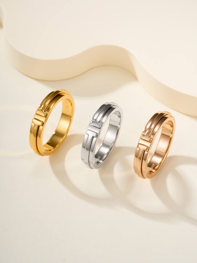 Narrow 4.5mm T ring size 5678 DDD. The latest T ring without diamonds is assembl