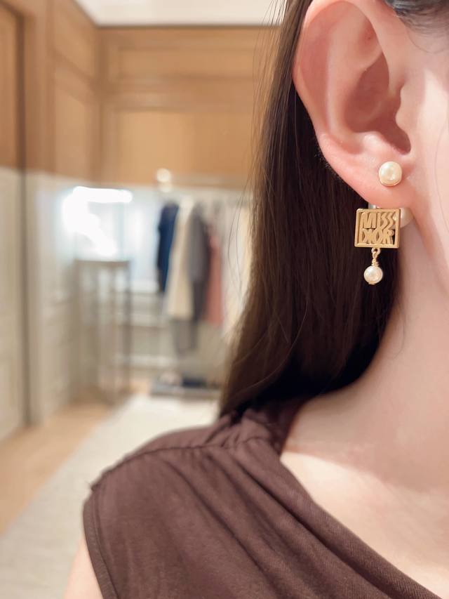 No.Ded0647 Dio*Latest square polished pearl earrings consistent Zp brass materia