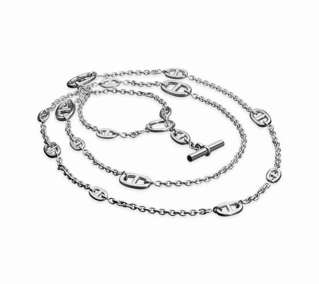 Hermes Hermes pig nose necklace sweater chain necklace 120 cm Cute pig nose neck