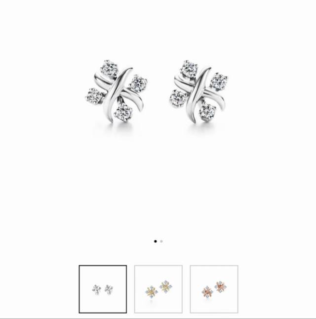 Tiffany Schlumberger Series Cross Earrings Four Diamond Earrings Simple and Vers