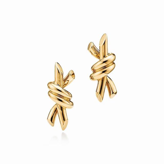 Tifknot Small Knotted Earrings. The knotted earrings are dazzling from every ang