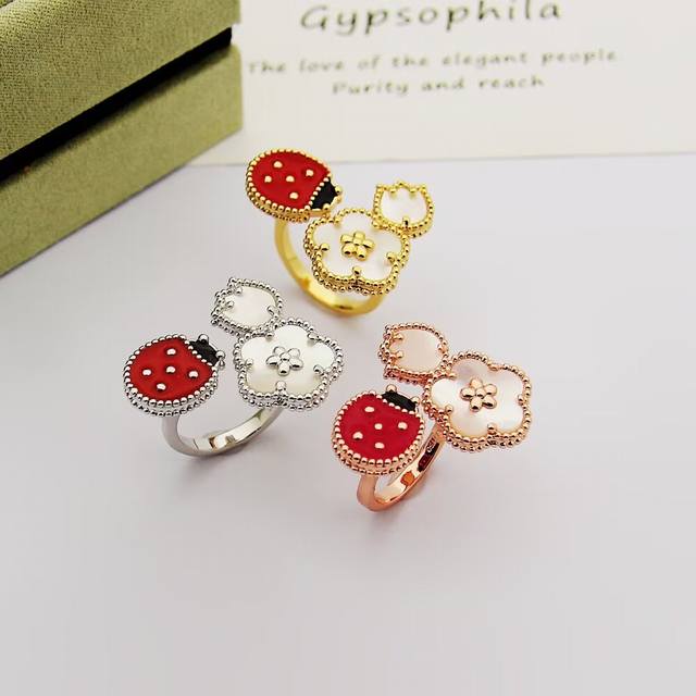 Van Cleef & Arpels ring Vca new ladybug plum blossom ring material high version