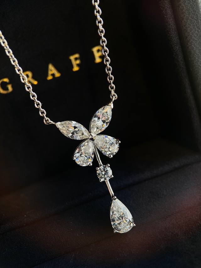 S0157 Graff Butterfly Marquis Eye Teardrop Necklace, custom-made in 925 sterling
