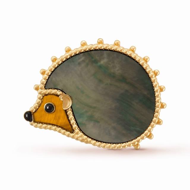 V Gold Hedgehog 2110340. Van Cleef & Arpels' Vca Animal Collection Brooches. The