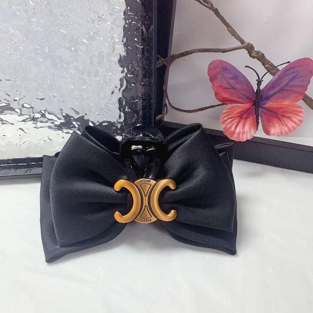 Celine Celine Celine hairpin Arc de Triomphe retro logo bow clip temperament ver