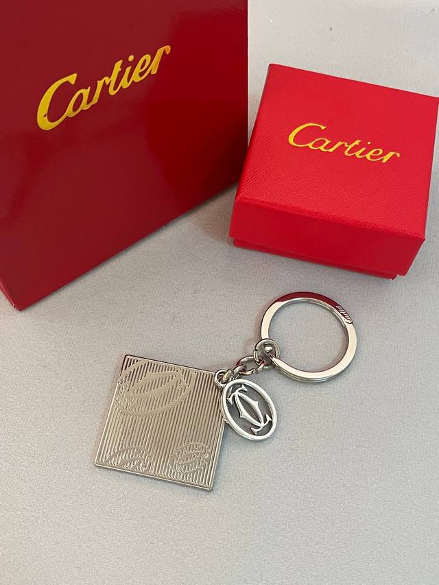 Cartier Cartier double C logo keychain unisex couple's silver DDD