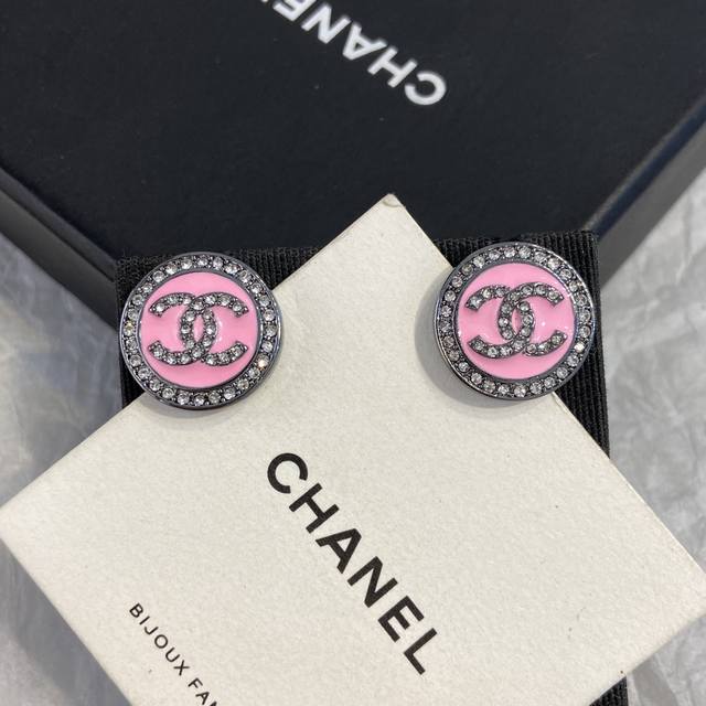 Gxe0137 Ch Nel round diamond enamel earrings DDD