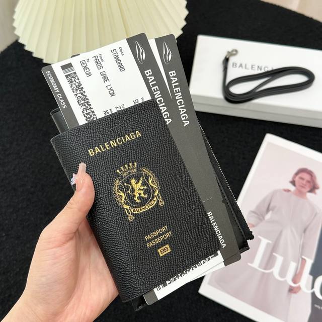 Balenciaga Paris Balenciaga passport holder, coin purse, and card holder with bl