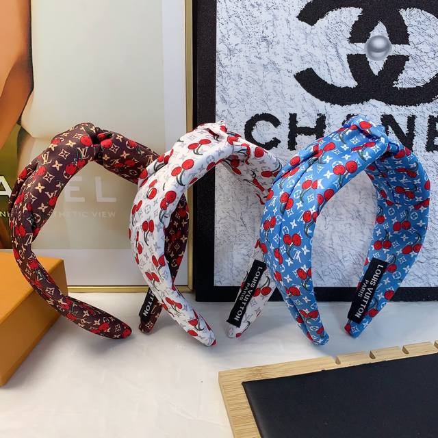 Lv Louis Vuitton Donkey brand headband Popular cherry middle knot headband Europ