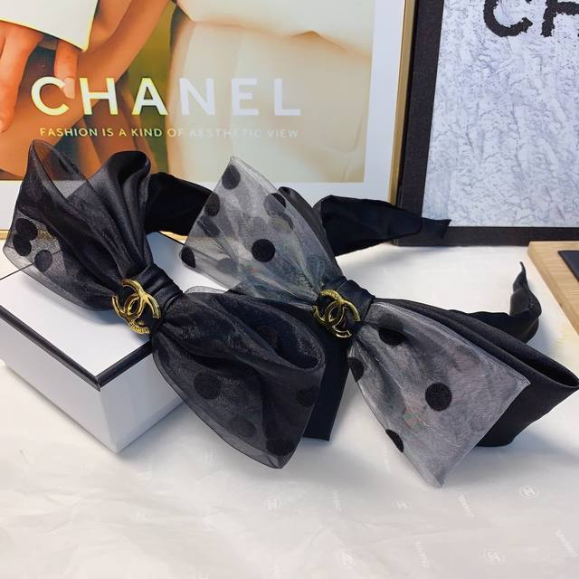 Chanel Xiaoxiang Chanel headband Organza bow logo light luxury fashion style hea