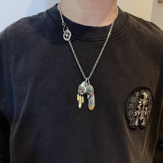 New arrival! Goro's Takahashi Goro's retro feather necklace, the top version, e