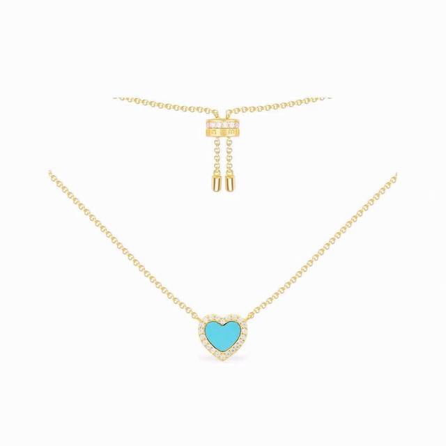 A batch M Monaco sky blue heart circle diamond necklace! The unique heart-shaped