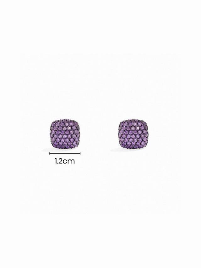 A batch M Monaco purple square earrings simple noble fashion earrings birthday g