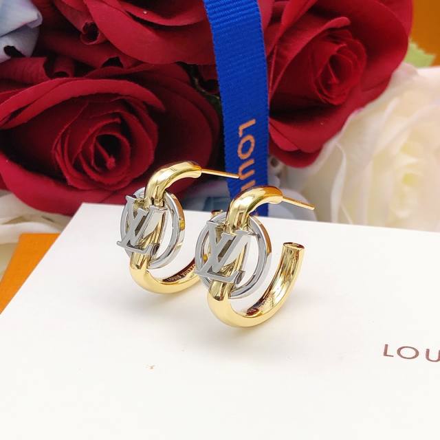 No. Led0016 Small Lv Latest Silver Earrings Gold Logo Consistent Zp Brass Mater