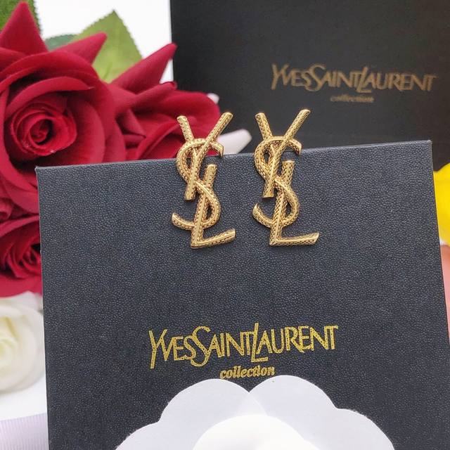 No. Yed0023 silver No. Yed0024 gold Yves Saint Laurent Ysl letter earrings high-