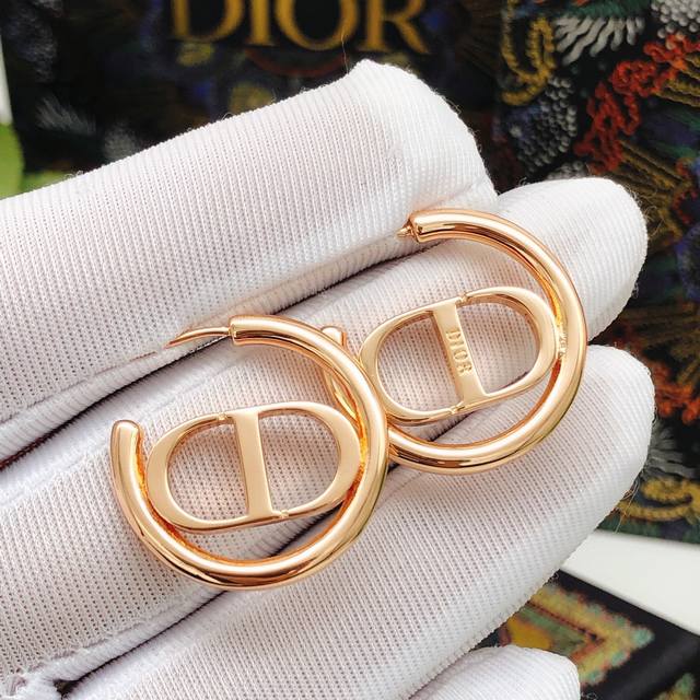 No.Ded0553 Dio*Latest rose gold round Cd earrings consistent Zp brass material D