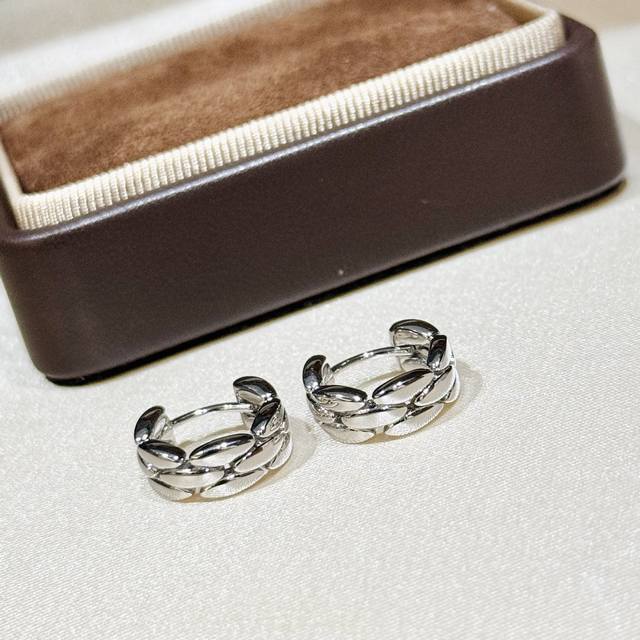 A6613 Kajia's new chain-shaped pull-ring polished earrings, high-end 925 sterlin