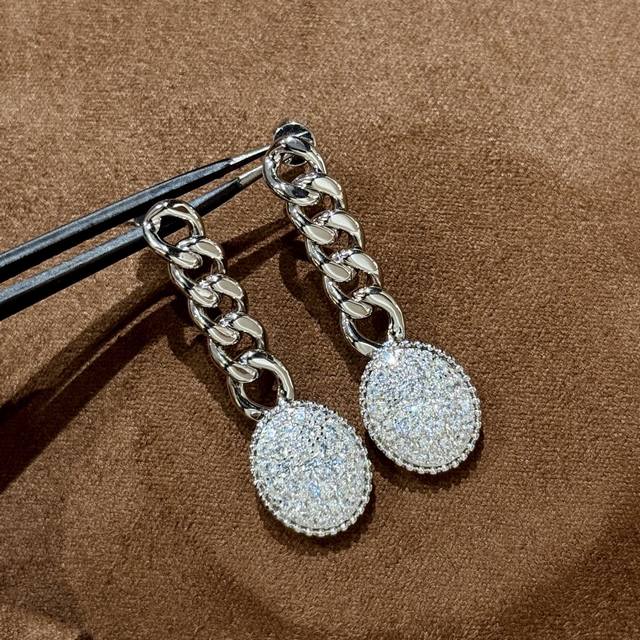 A6265 Fanjia beaded diamond chain earrings, made of high-end custom S925 sterlin