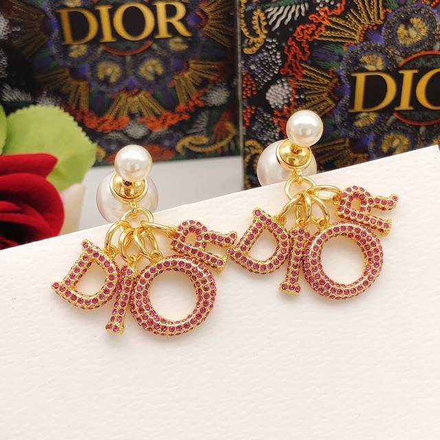 No.Ded0320 Ch*Nel latest model large and small pearl pendant letter Dior inlaid