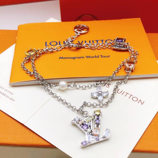 No.Lsl0236 Lv*Latest double-layer colored diamond bracelet consistent Zp brass m