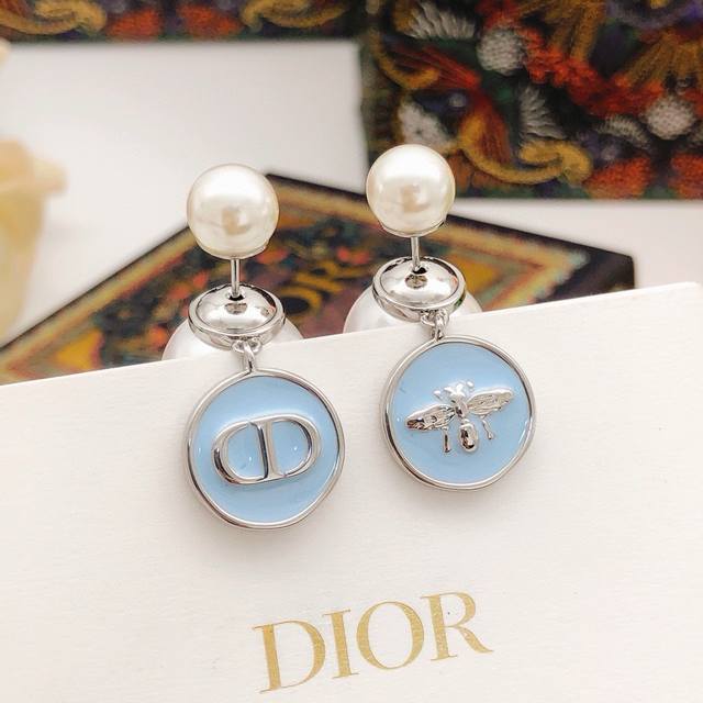 No.Ded0334 Dio*Latest model large and small pearl round drop oil blue consistent