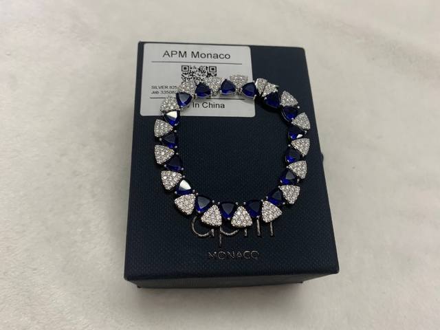 Apm Monaco white and blue triangle bracelet stylish cool design birthday gift. D