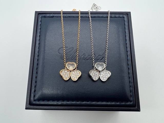 Chopard necklace, clover necklace inlaid with dynamic diamonds, plated with 18K