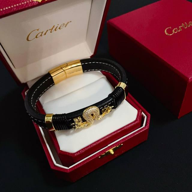 Cartier's Golden Dragon diamond-studded leather strap bracelet has become a vira