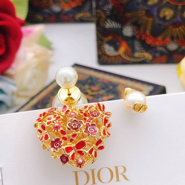 No.Ded0282 Dio*Latest style heart strawberry earrings consistent Zp brass materi