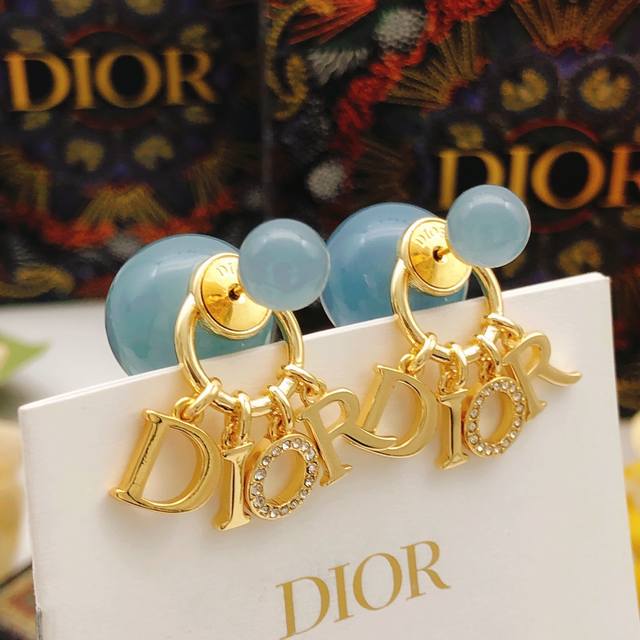 No.Ded0264 Dio*Latest blue pearl earrings consistent Zp brass material DDD