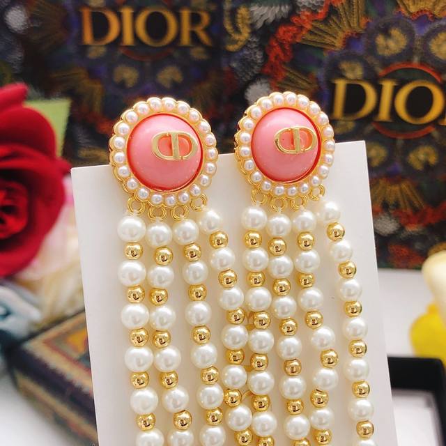 No.Ded0247 Dio*Latest pink tassel earrings consistent Zp brass material DDD