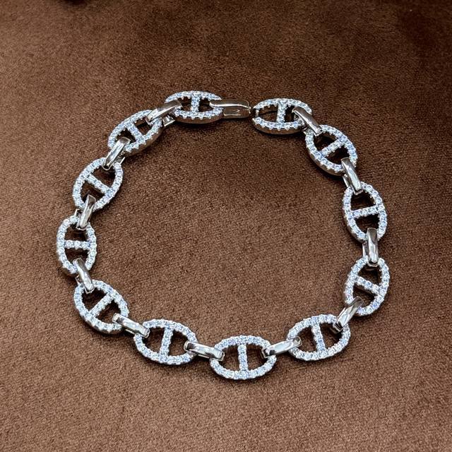A6620 Popular new Ap M pig nose full diamond bracelet original consistent S925 s