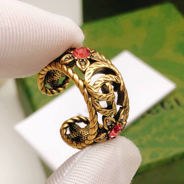 No. Gjz0014 Gucc*Latest color diamond flower ring consistent Zp brass material D