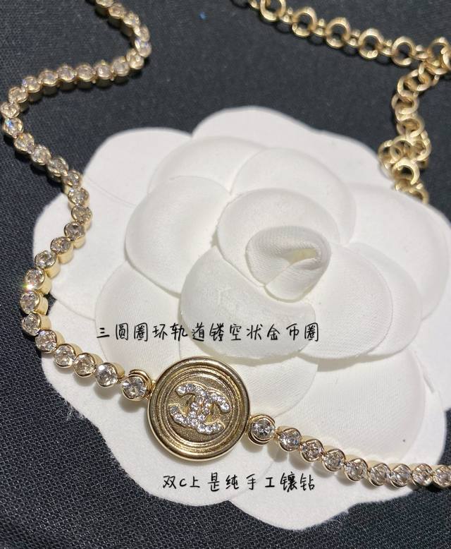 #No. Xxl0073 Ch Nel Gold Coin Diamond Chain Necklace pcs! pcs! Swarovski crystal