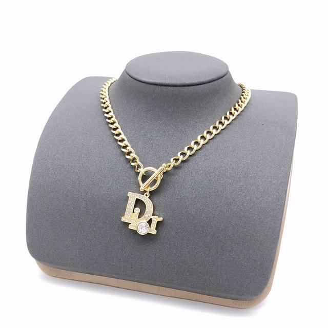No.Dxl0125 Dio*Latest Dior letter pendant necklace gold consistent Z batch brass