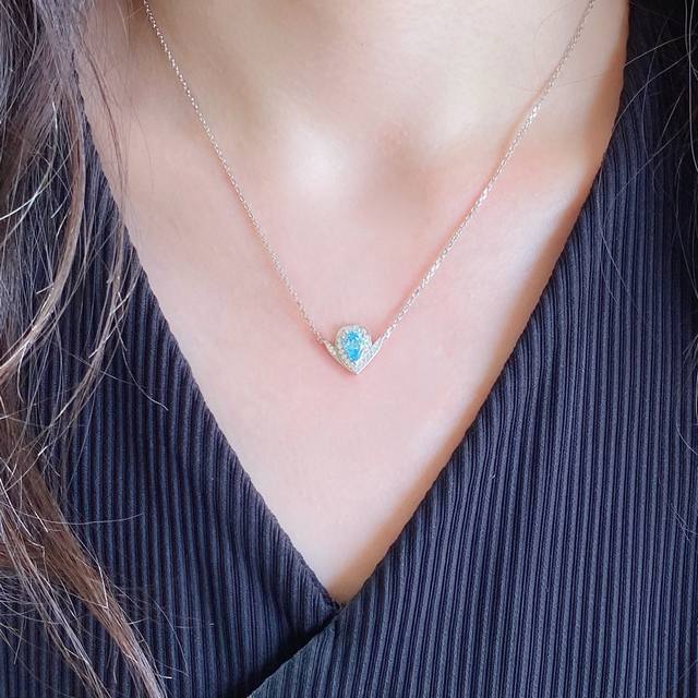 V Gold Chaumet Aquamarine Teardrop Necklace, a perfect match for you, engraved w