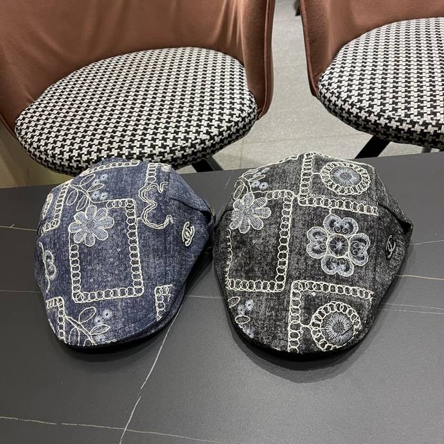 Chanel 2025 new Korean version of the denim forward hat beret women's spring an