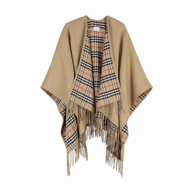 Burberry plaid shawl. Oversized wool shawl looks very warm, one size fits all. B