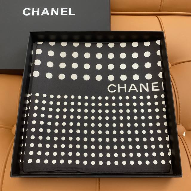 Chanel 25S store new silk square scarf Original 18 momme twill silk double-sided