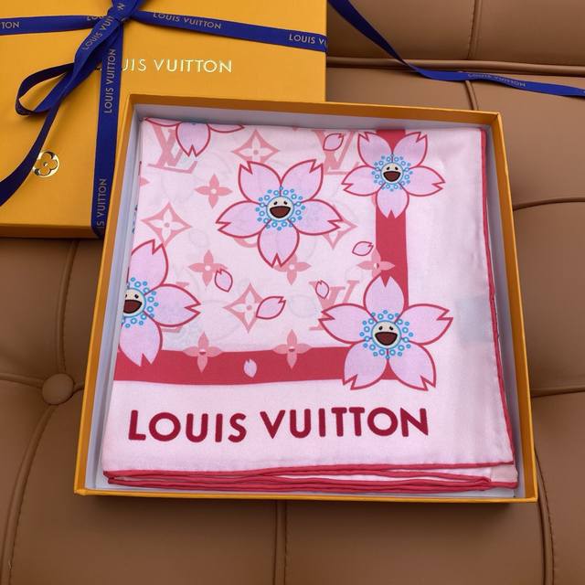 Lv 25S store new silk square scarf Original 18 Momme twill silk double-sided sil