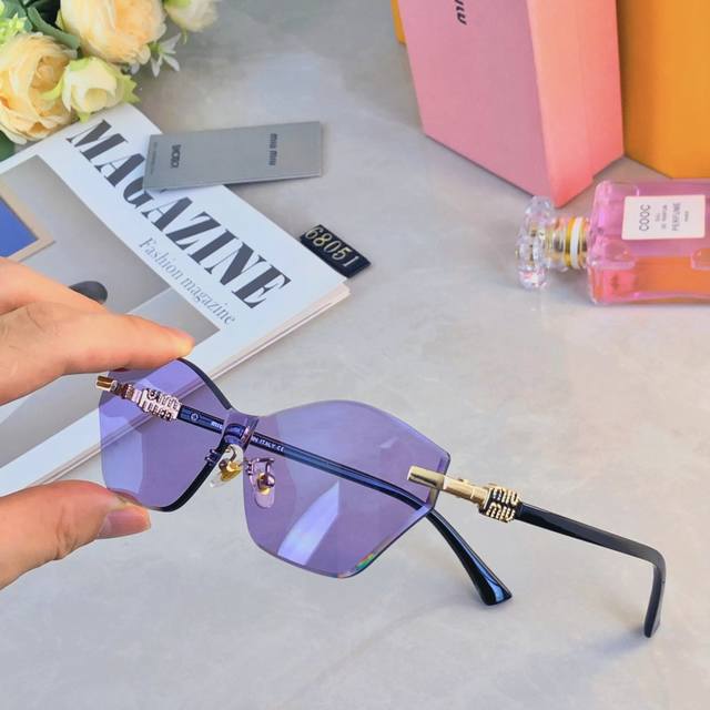 Miumi*European and American style frameless sunglasses for women, light luxury f