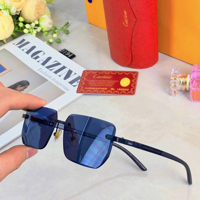 Cartie* Metal personalized trim fashion frameless sunglasses sunshade high-end t