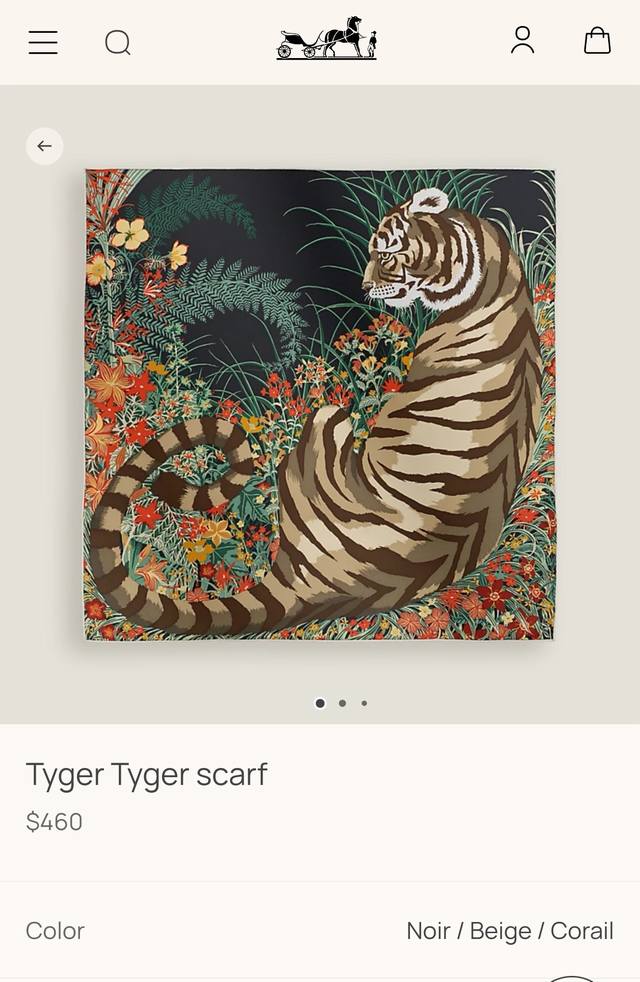 Shms2562 18 Momme Double-sided 90X90Cm Twill Silk Hermes Tiger