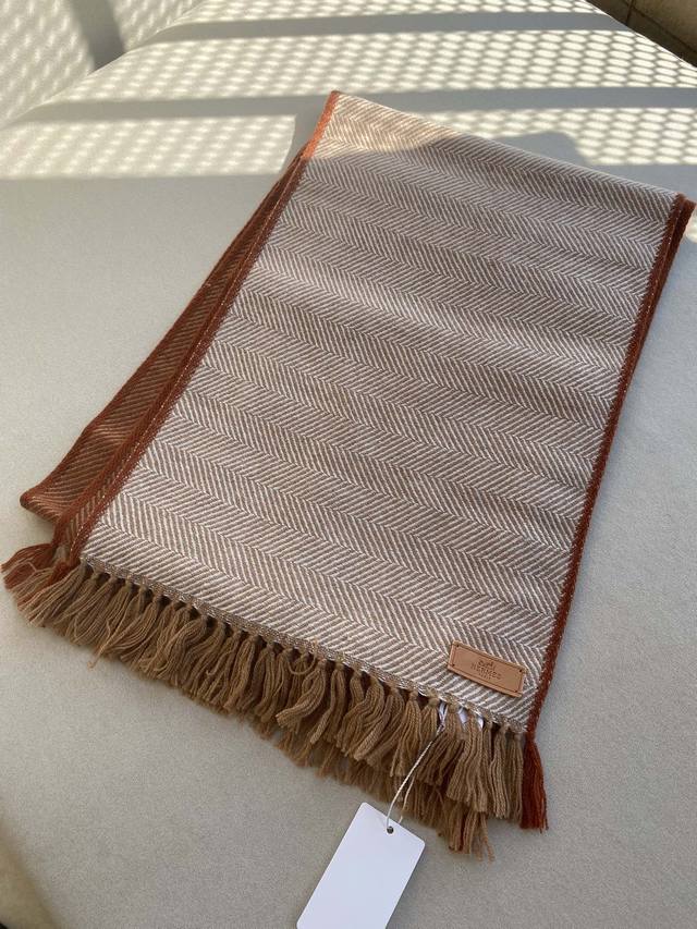 H AIMA Double-Sided Colorblock Cashmere Scarf 32*180cm 100% Cashmere Simple and