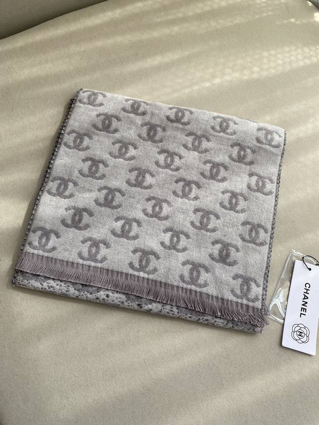 Double C Full Logo Gradient Scarf. The scarf is a process of gradually fading fr