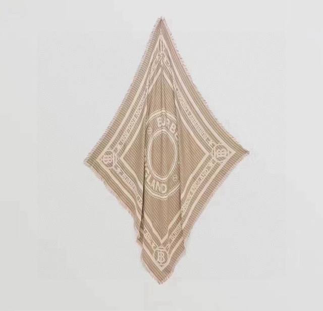 Bur Tb Letter Badge Velvet Print Check Shawl. A lightweight scarf crafted in Ita