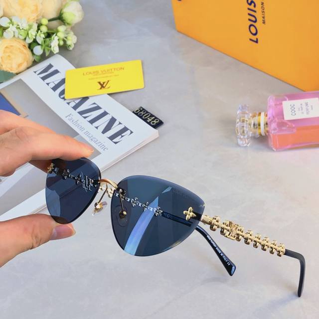 Louis Vuitto*2025 new frameless cat-eye sunglasses European and American style I